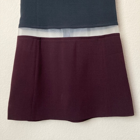 Victoria Beckham Wool Silk Blend Colorblock Mesh Illusion Contemporary Dress - Picture 4 of 10